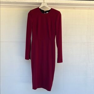 Victoria Beckham Red Sheath Long Sleeve Dress